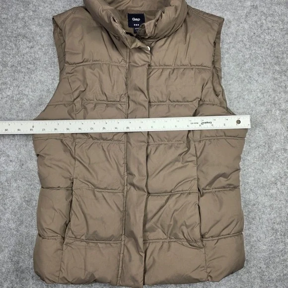 Gap Vest Women L Brown Puffer Zip Up Solid - Picture 5 of 14